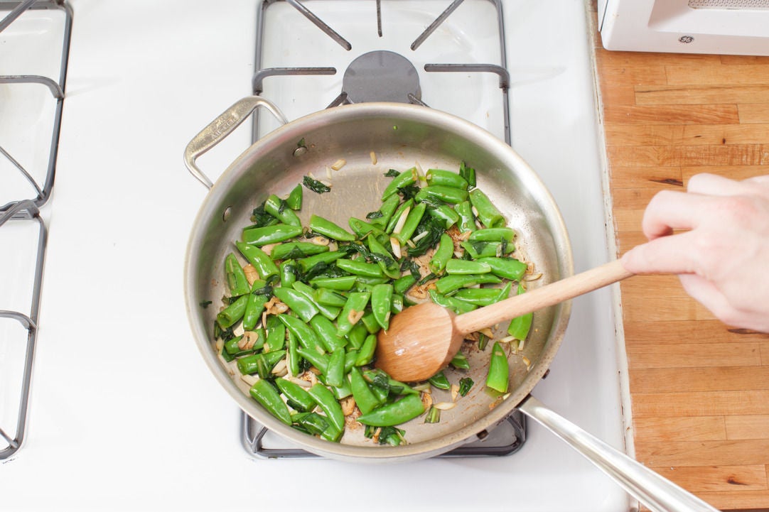 Recipe Chicken Supremes with Sautéed Ramps, Sugar Snap Peas and Mashed