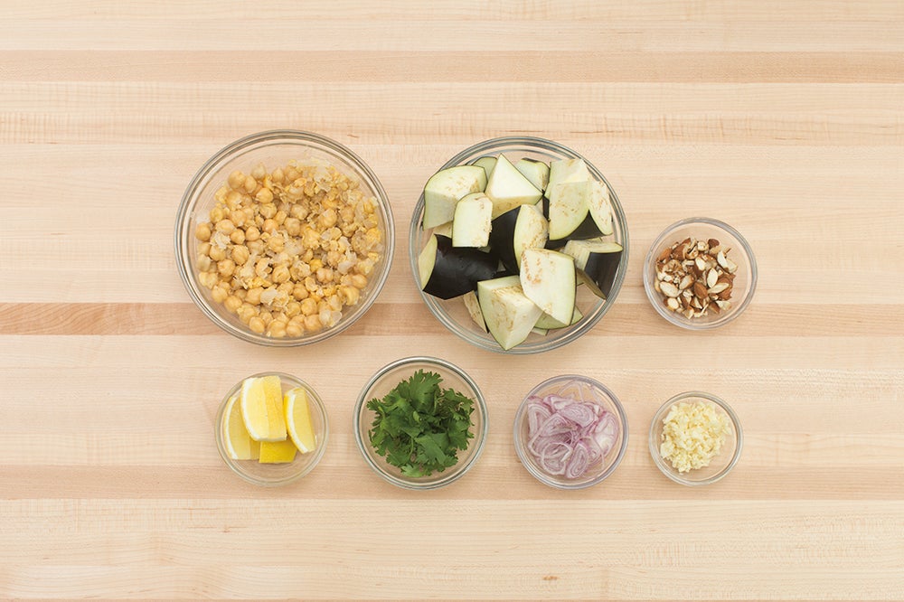 Recipe Eggplant Tagine with Couscous, Chickpeas & Feta Cheese Blue Apron