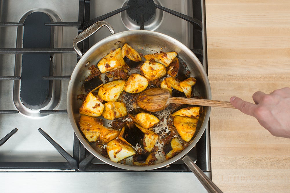 Recipe Eggplant Tagine with Couscous, Chickpeas & Feta Cheese Blue Apron