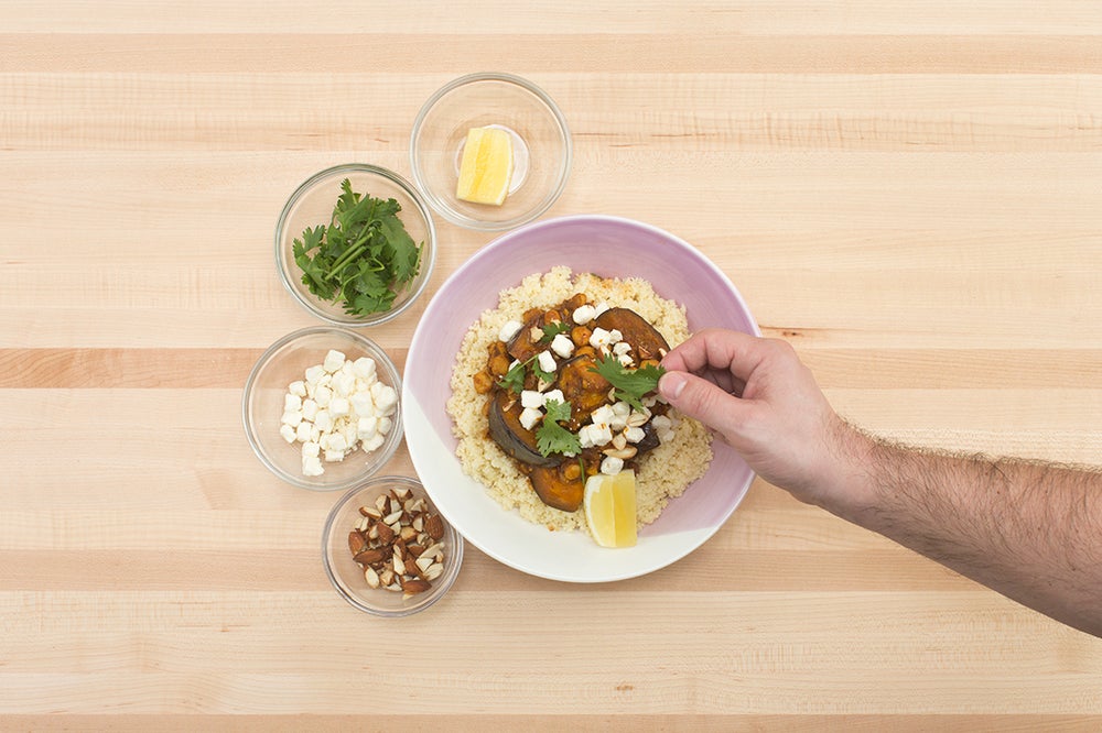 Recipe Eggplant Tagine with Couscous, Chickpeas & Feta Cheese Blue Apron