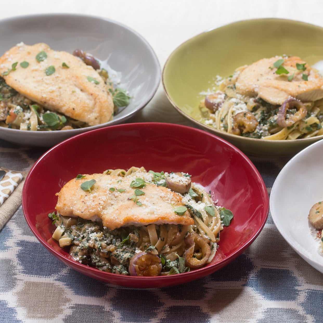 Recipe Seared Chicken & Fettuccine Pasta with Fairy Tale Eggplant
