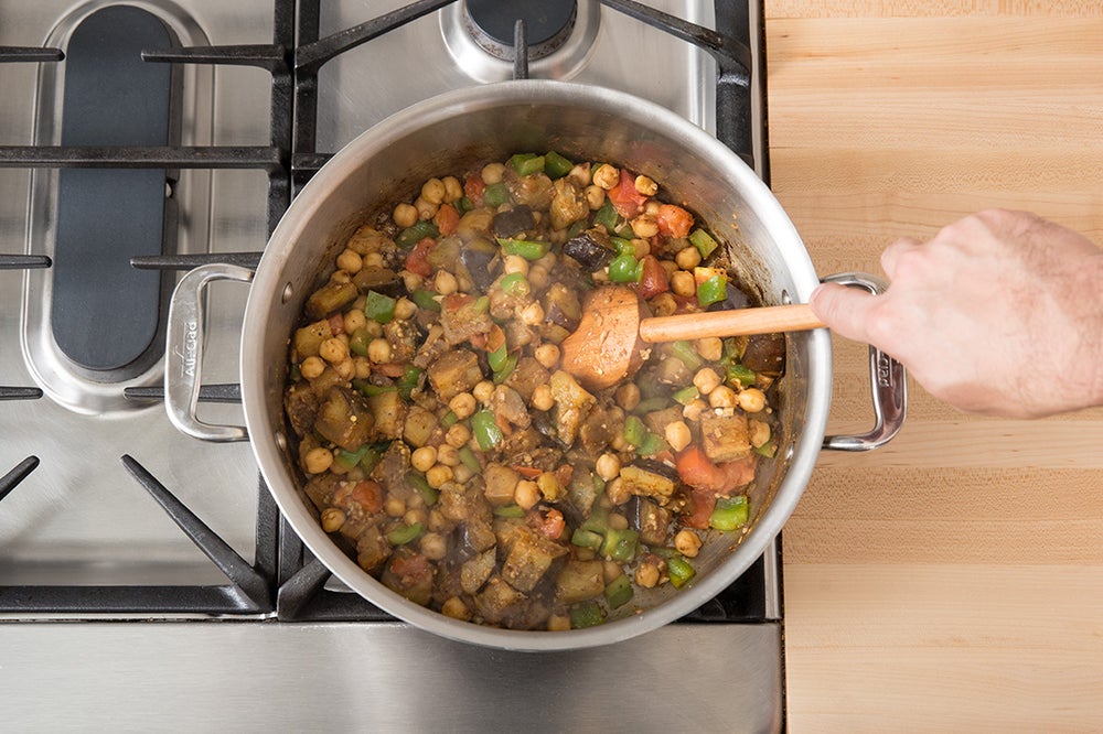 Recipe Eggplant & Chickpea Tagine with Bell Pepper, Tomato & Couscous