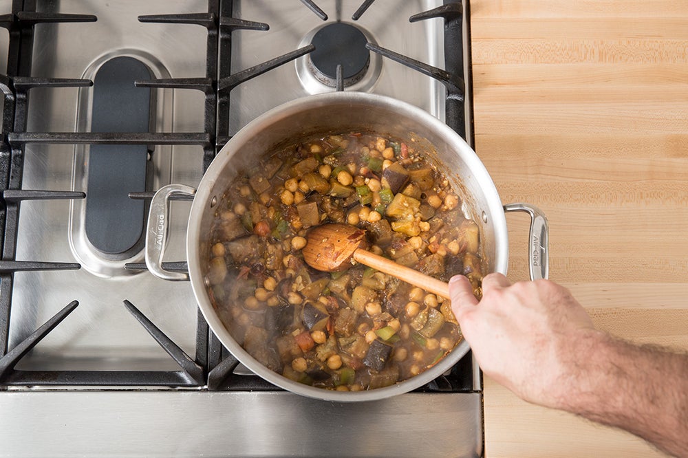 Recipe Eggplant & Chickpea Tagine with Bell Pepper, Tomato & Couscous