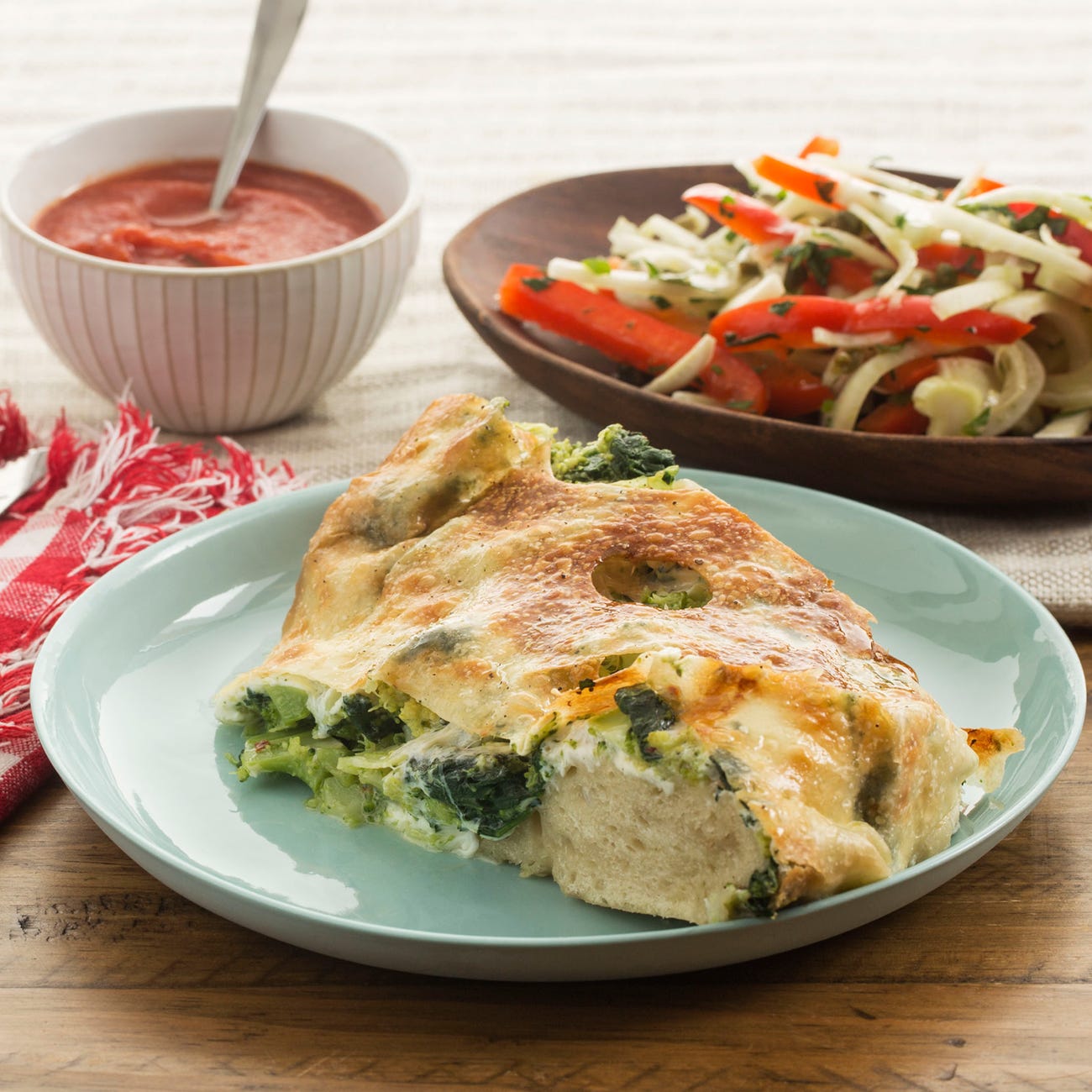 Recipe Broccoli & Spinach Stromboli with FennelBell Pepper Salad