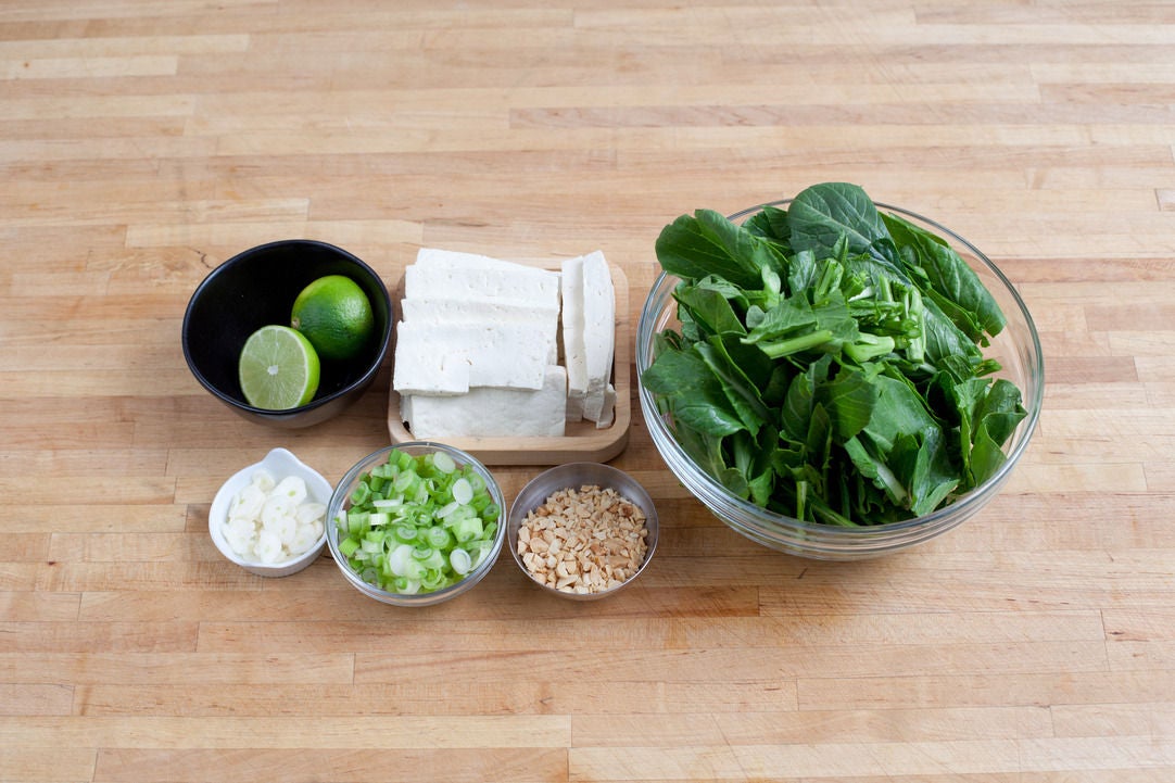 Recipe Yu Choy Cellophane Noodle StirFry with Tofu & Peanuts Blue Apron