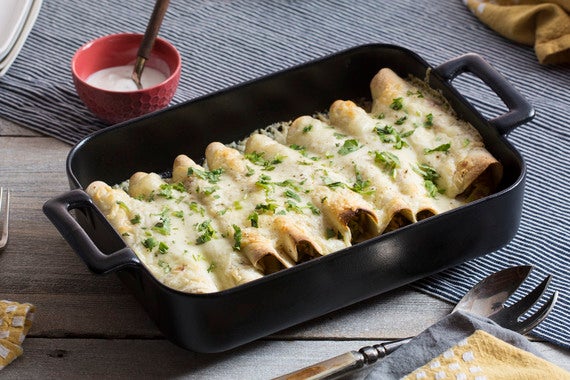 Broccoli & Cheese Enchiladas with Tomatillos & Sour Cream-image