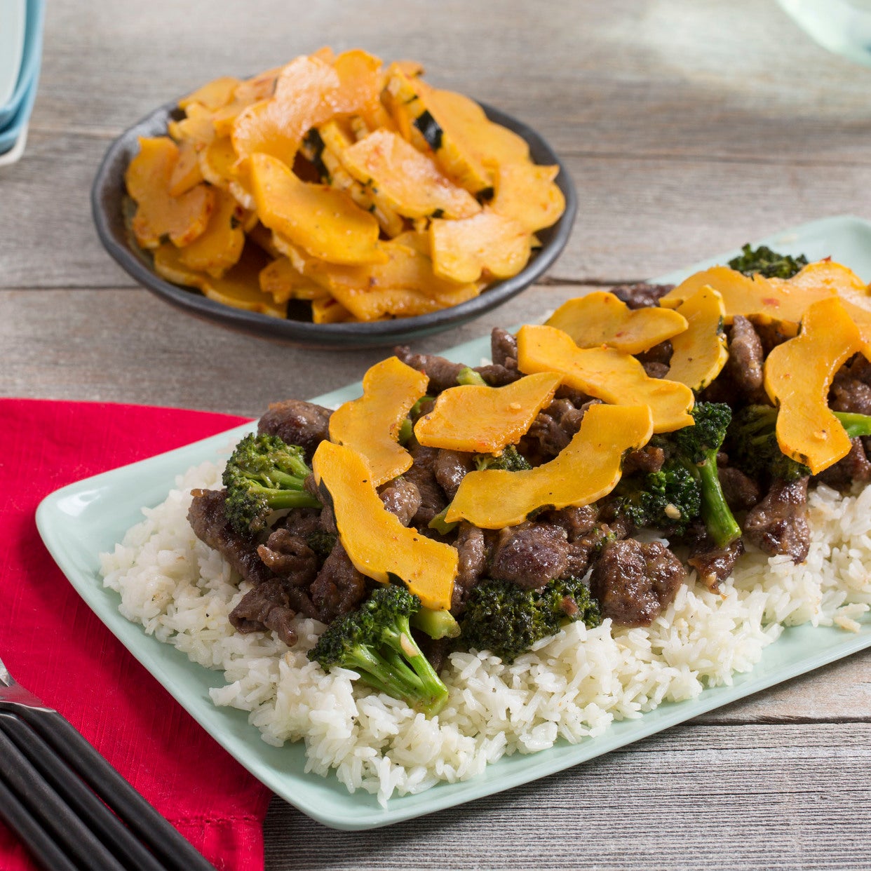 Recipe StirFried Beef & Broccoli with Garlic Rice & Pickled Delicata