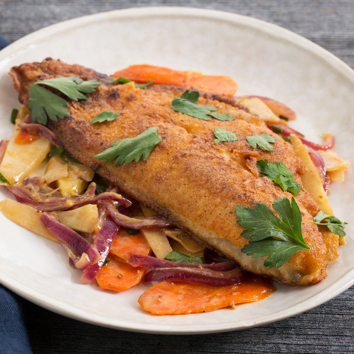 Recipe Crispy Catfish with Dressed Root Vegetables Blue Apron