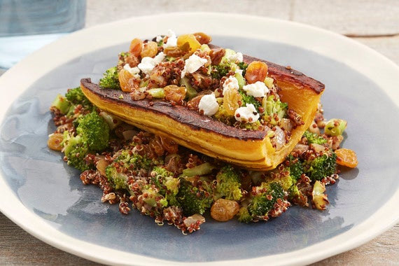 Stuffed Delicata Squash with Quinoa, Broccoli & Pickled Raisins-image