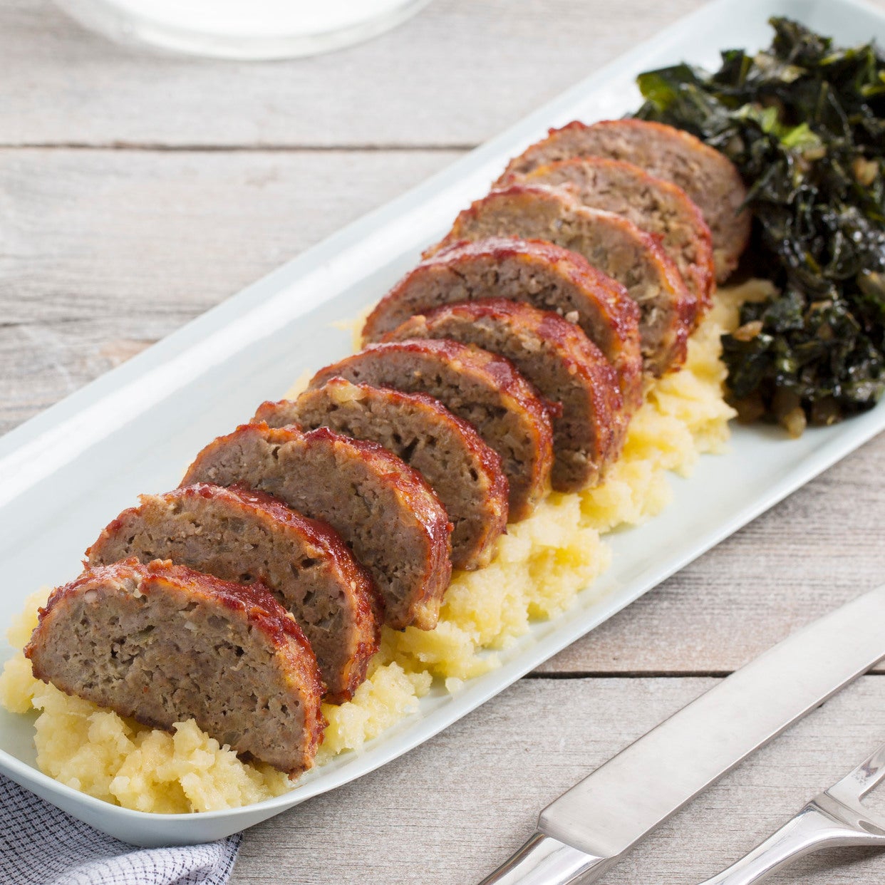 Recipe Pork Meatloaf with Mashed Rutabaga & Sautéed Collard Greens