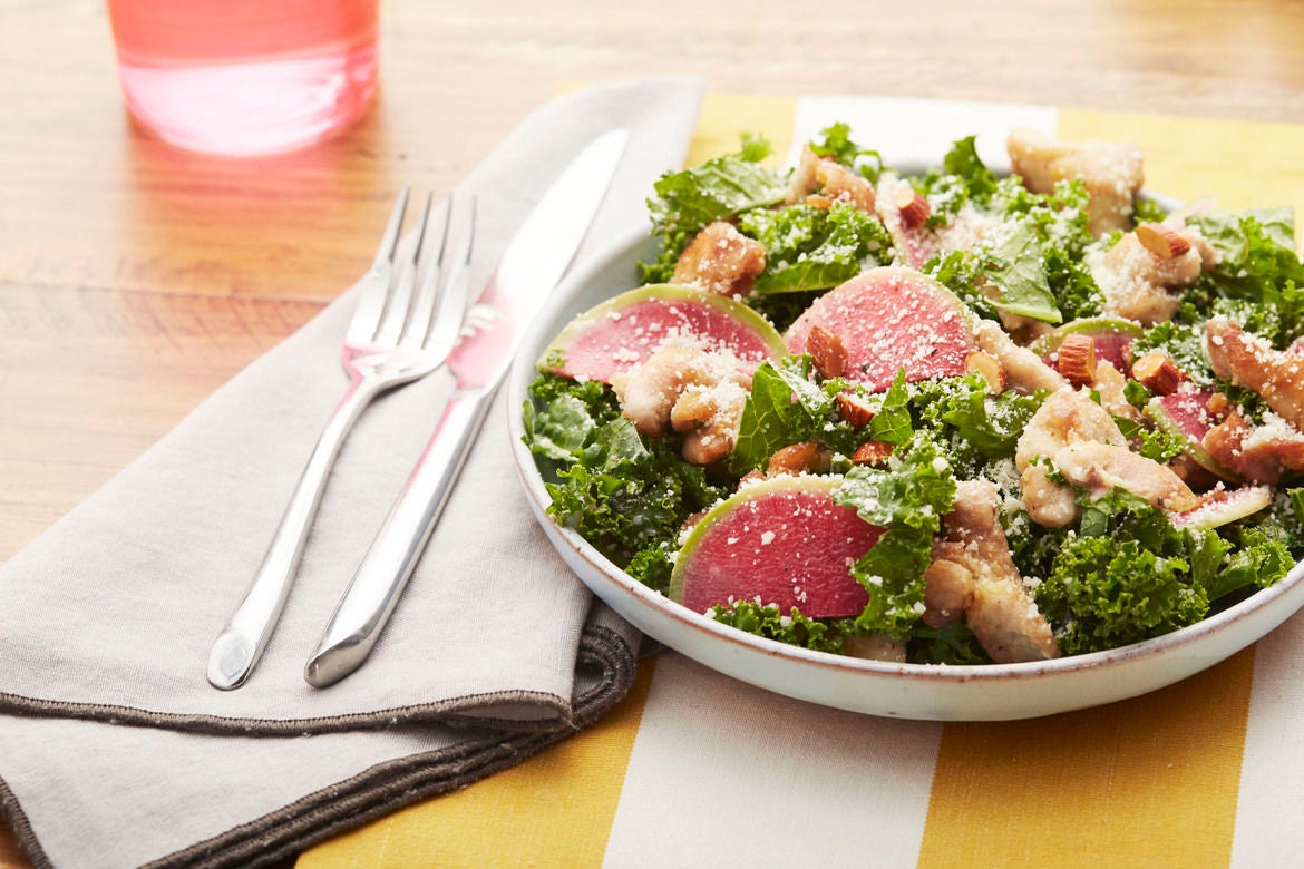 Recipe Chicken Kale CaesarStyle Salad with Watermelon Radish