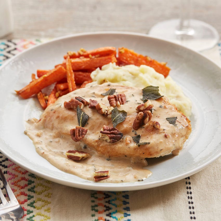 Recipe Seared Chicken Sage Gravy With Carrots Mashed Potato Blue Apron
