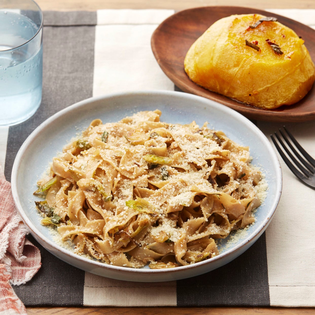 Recipe Fresh Chestnut Pasta with Brussels Sprouts & Roasted Acorn