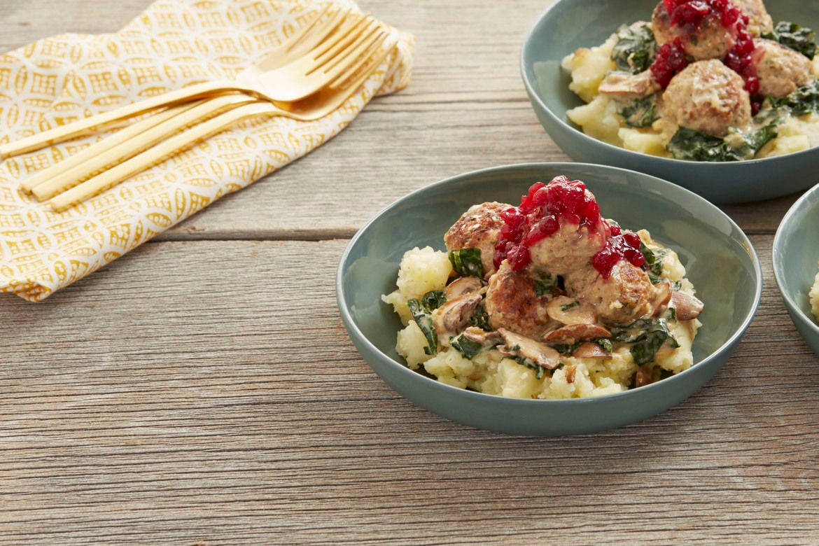 Recipe Swedish Meatballs & Mushroom Gravy with Mashed Potatoes