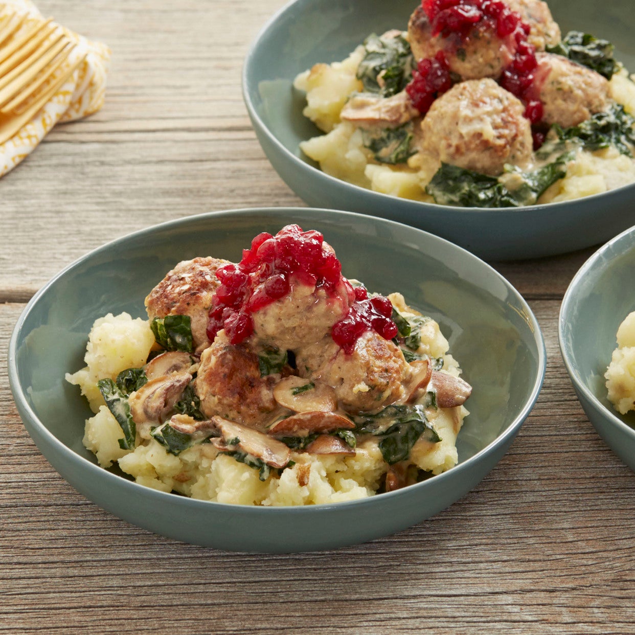 Recipe Swedish Meatballs & Mushroom Gravy with Mashed Potatoes