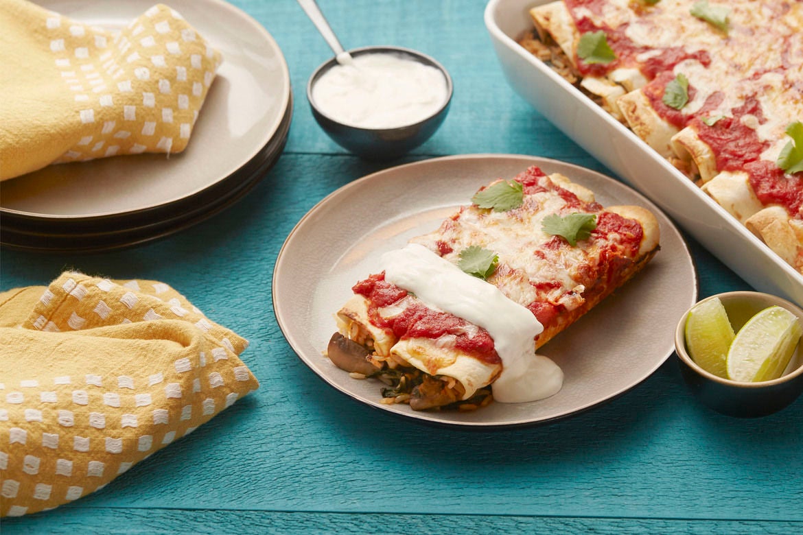Recipe Mushroom & Chipotle Pepper Enchiladas with Lime Sour Cream
