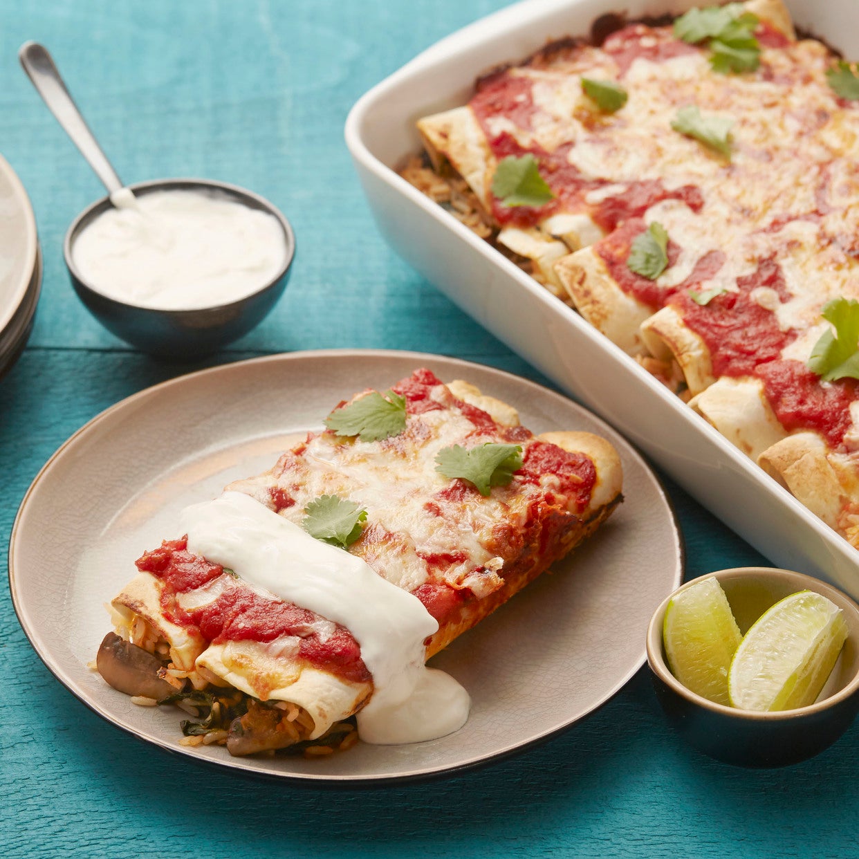 Recipe ChipotleSpiced Enchiladas with Mushrooms & Lime Sour Cream Blue Apron