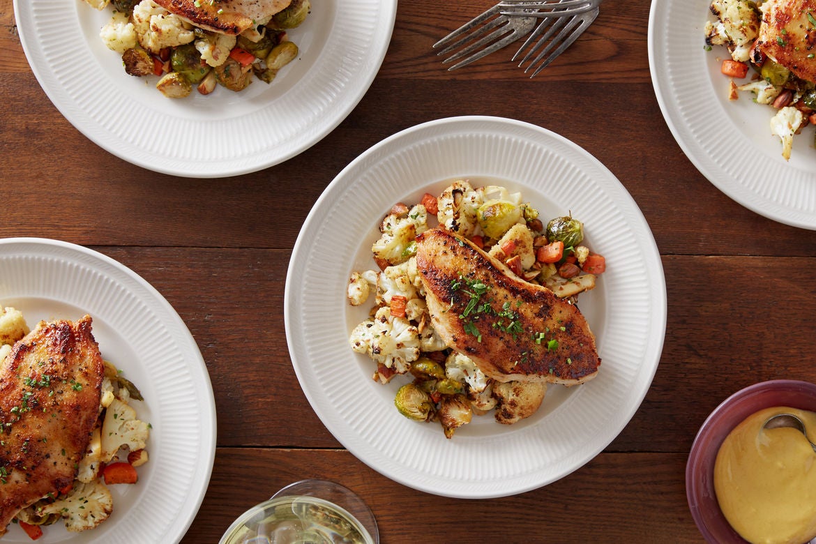 Recipe HoneyMustard Chicken with Roasted Winter Vegetables Blue Apron