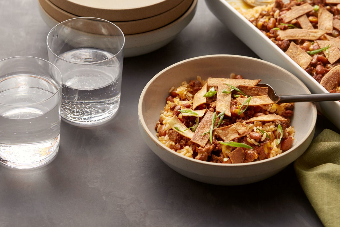 Recipe MexicanSpiced Beef & Rice Casserole with Crispy Tortilla