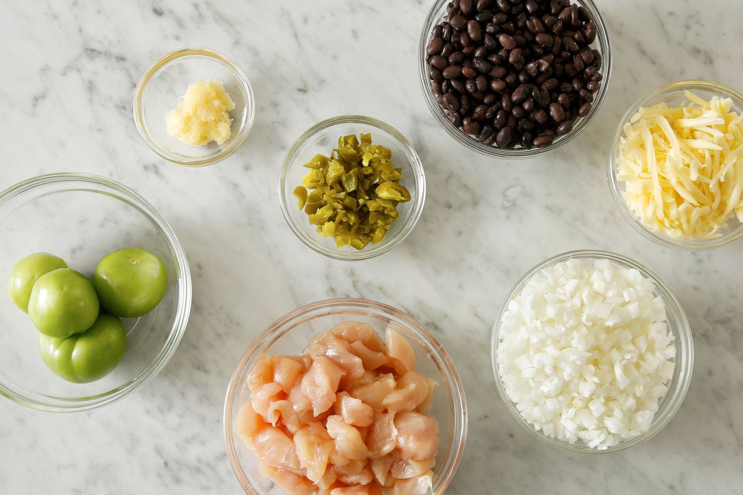 Recipe Cheesy Chicken & Black Bean Enchiladas with Salsa Verde Blue