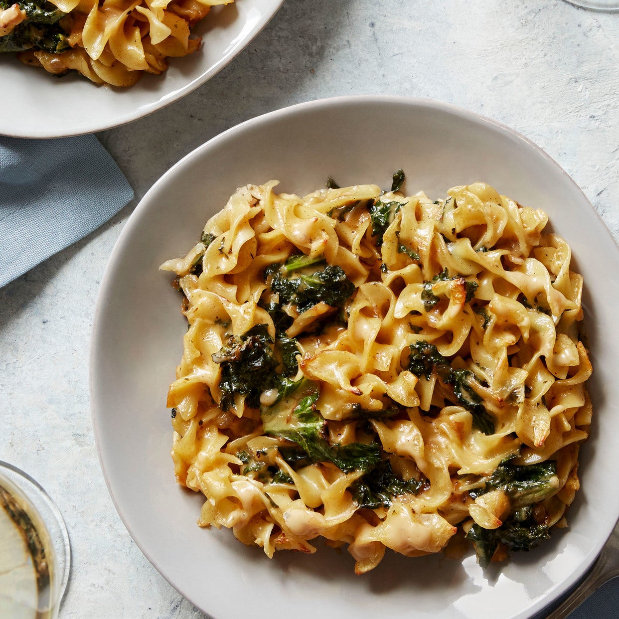 Recipe Sunchoke & Egg Noodle Casserole with Kale & Mornay Sauce Blue
