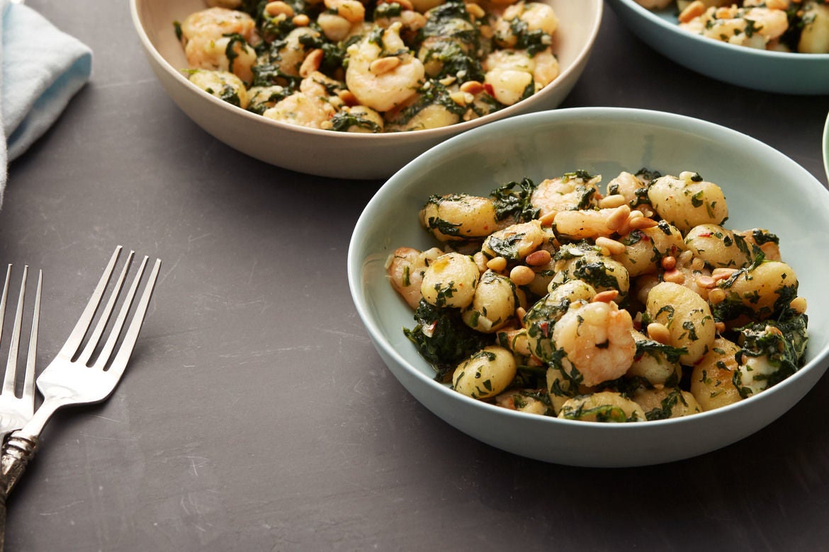 Recipe Pesto Shrimp & Gnocchi with Roasted Broccoli Blue Apron