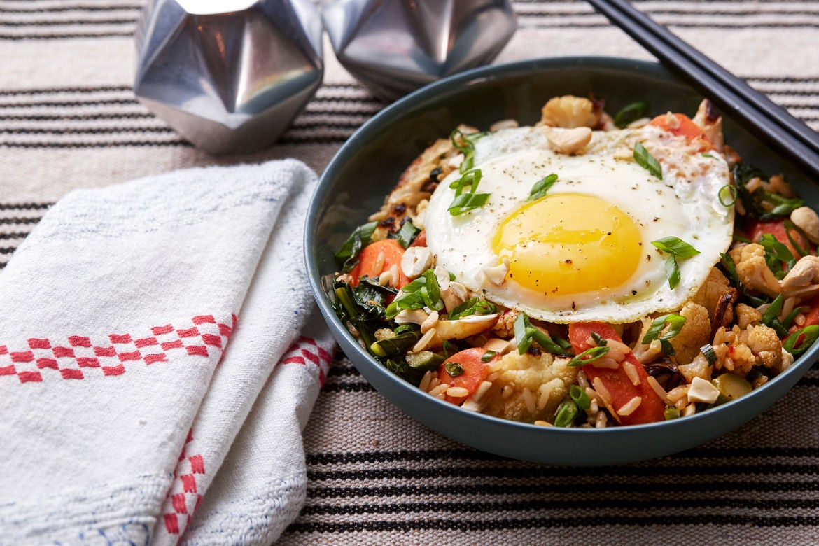 Recipe Vegetable Fried Rice Bowls with Cauliflower, Gai Lan & Fried