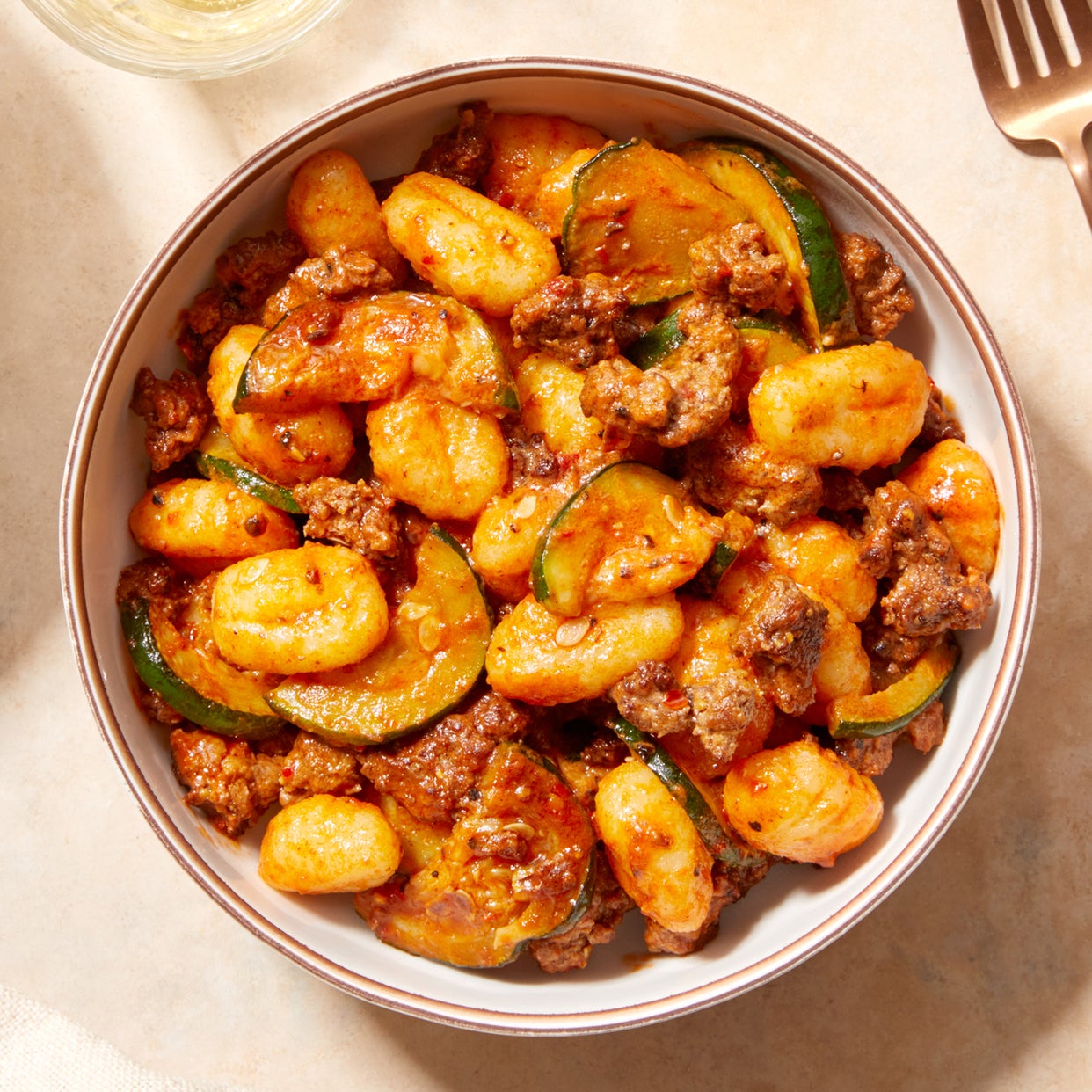 Recipe Zesty Beef & Gnocchi with Zucchini & Pecorino Cheese Blue Apron