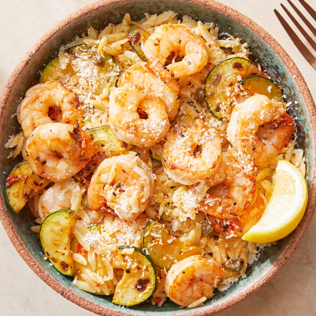 Recipe Creamy Lemon Shrimp & Orzo with Zucchini Blue Apron