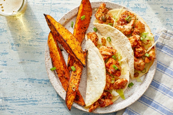 BBQ Chicken Tacos with Cabbage Slaw & Roasted Sweet Potatoes-image
