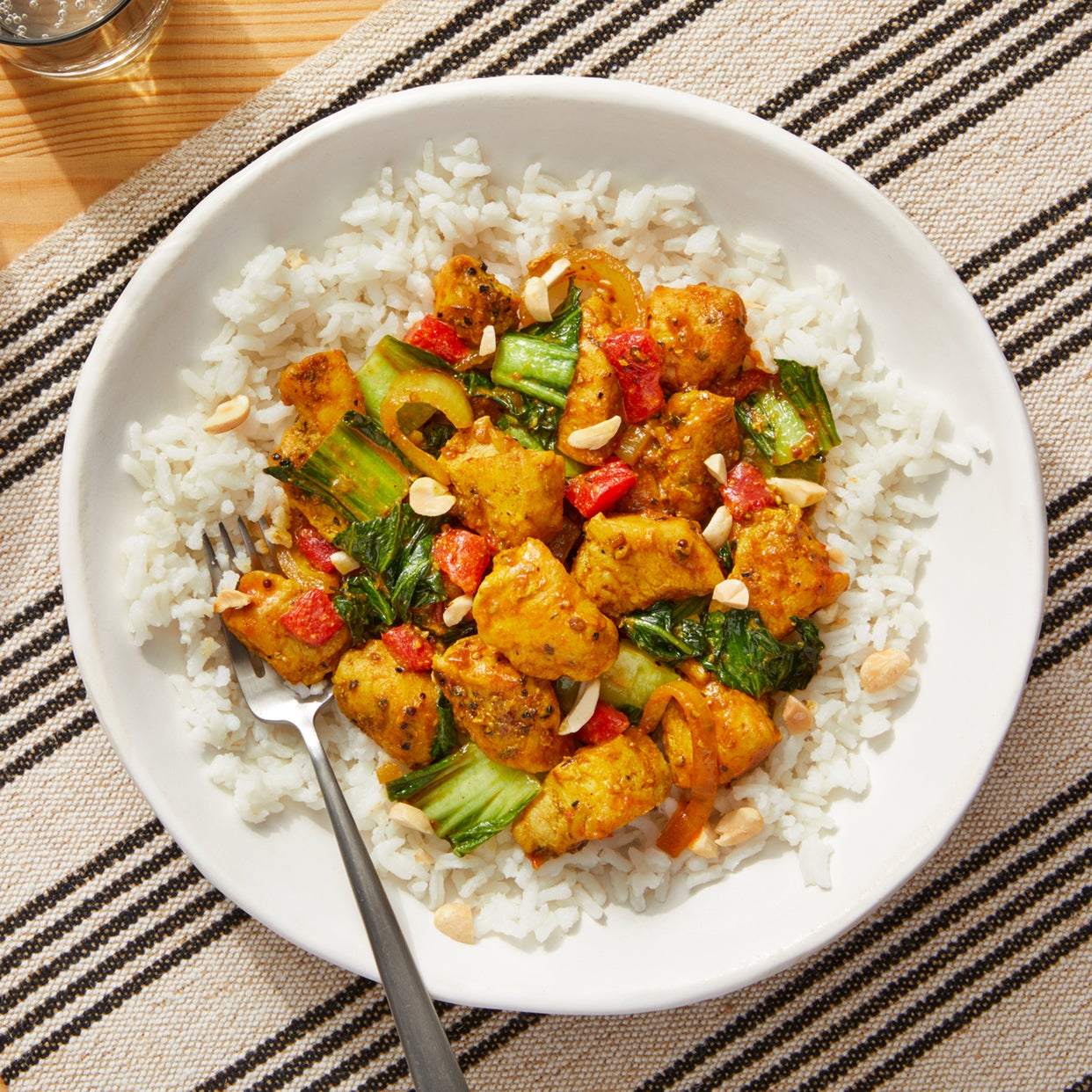 Recipe StirFried Curry Chicken & Vegetables over Creamy Coconut Rice