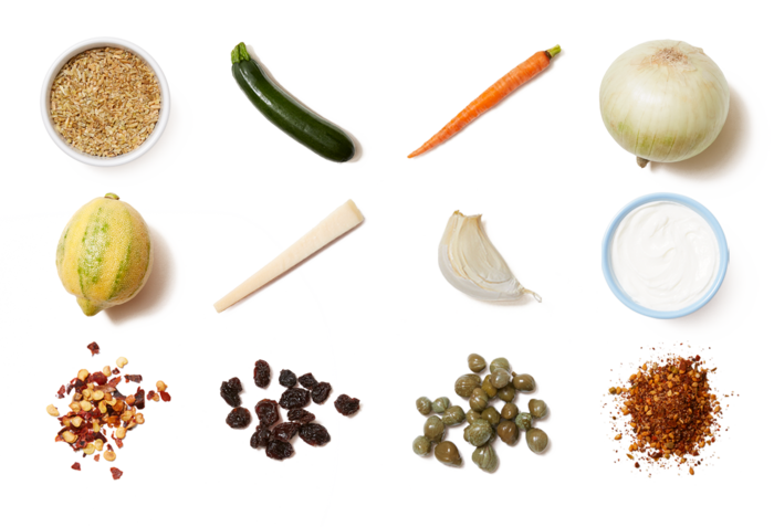 Stuffed Zucchini with Carrots, Currants & Freekeh