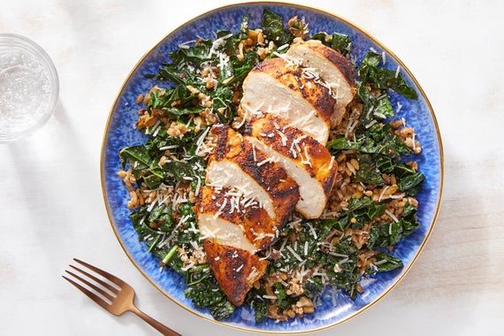 Seared Chicken with Spicy Kale & Mushroom Farro-image