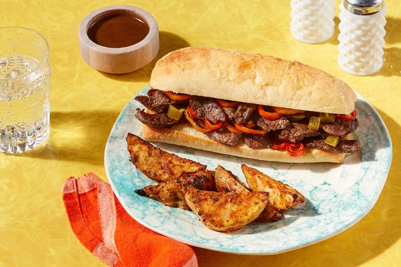 Chicago-Inspired Italian Beef Sandwiches with Roasted Potato Wedges-image