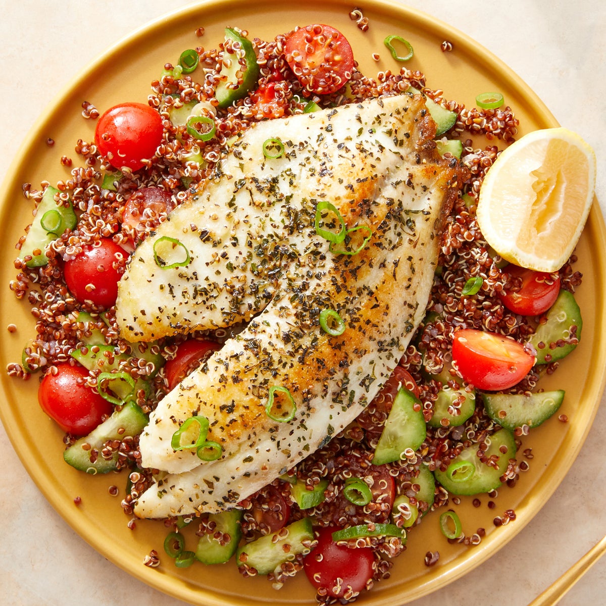 Recipe LemonOregano Tilapia & Quinoa Salad with Fresh Tomatoes