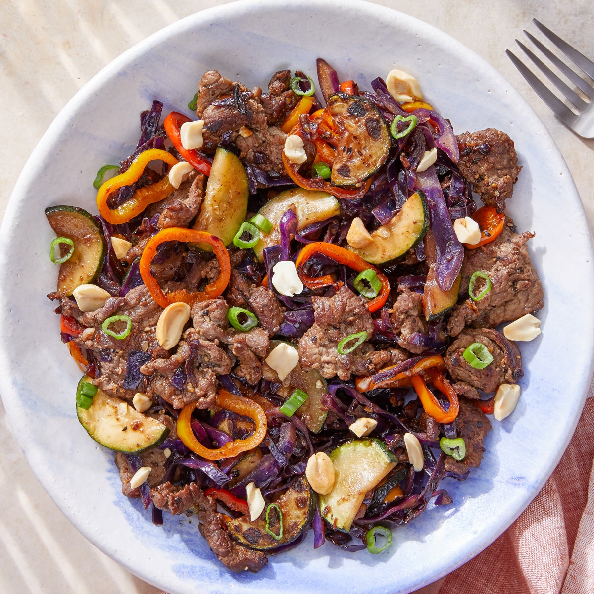 Recipe CuminSichuan Beef with Cabbage, Peppers & Peanuts Blue Apron