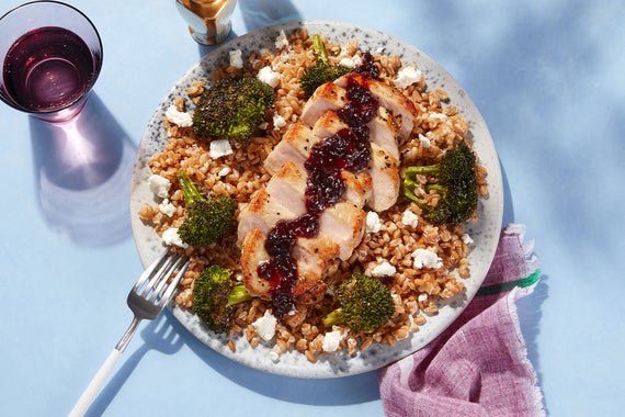 Oregon Wine Country-Inspired Pork Chops & Farro with Sour Cherry Pan Sauce-image