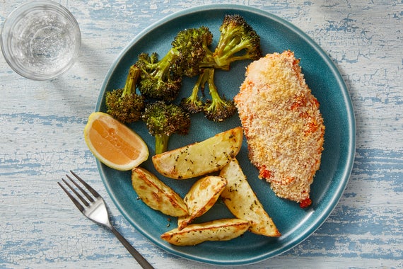 Calabrian Chile Baked Chicken with Oregano Potatoes & Lemon-Dressed Broccoli-image