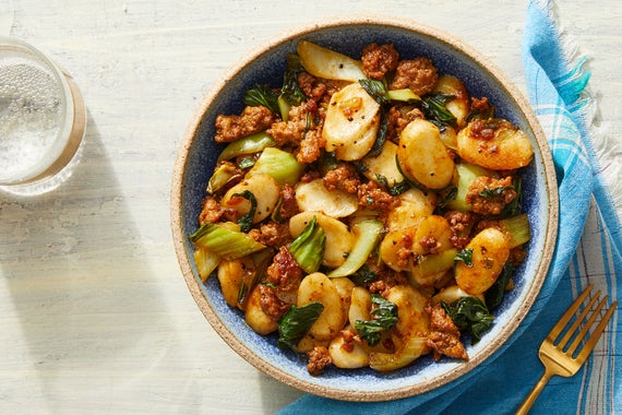 Spicy Pork & Rice Cakes with Bok Choy-image