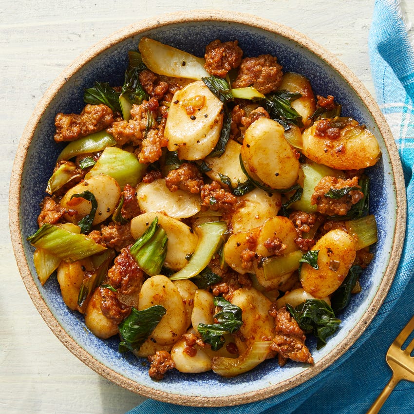 Recipe Spicy Pork & Rice Cakes with Bok Choy Blue Apron