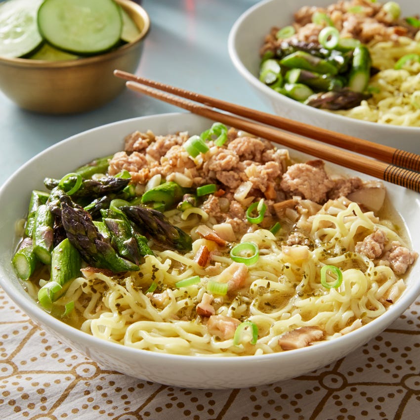Recipe Pork Miso Ramen With Asparagus Marinated Cucumber Blue Apron