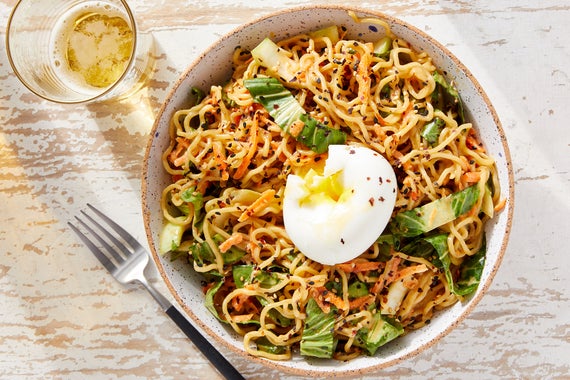 Spicy Cold Sesame Noodles with Bok Choy, Carrots & Soft-Boiled Eggs-image
