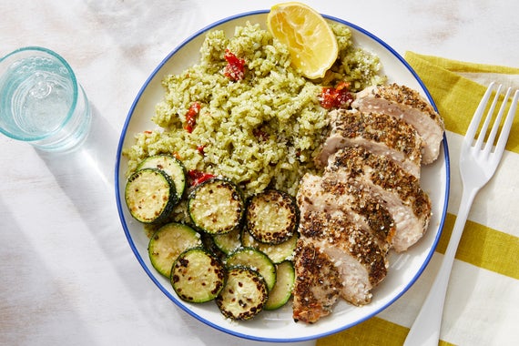 Italian-Style Chicken & Zucchini with Pesto-Pepper Rice-image