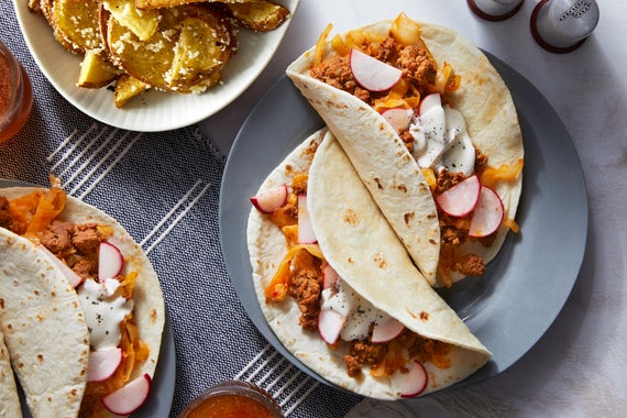 Pork Chorizo Tacos with Radishes, Roasted Potatoes & Cotija Cheese-image