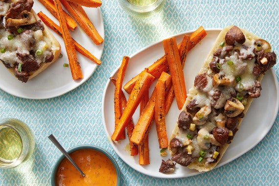 Cheesy Beef Baguettes with Roasted Carrots & Spicy Ranch-image