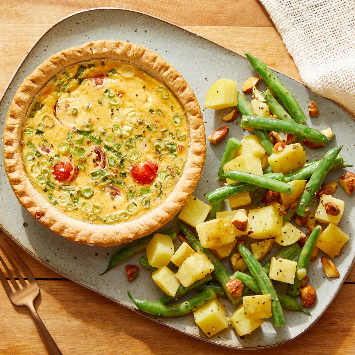 Recipe Tomato & Scallion Quiches with HoneyMustard Potato Salad