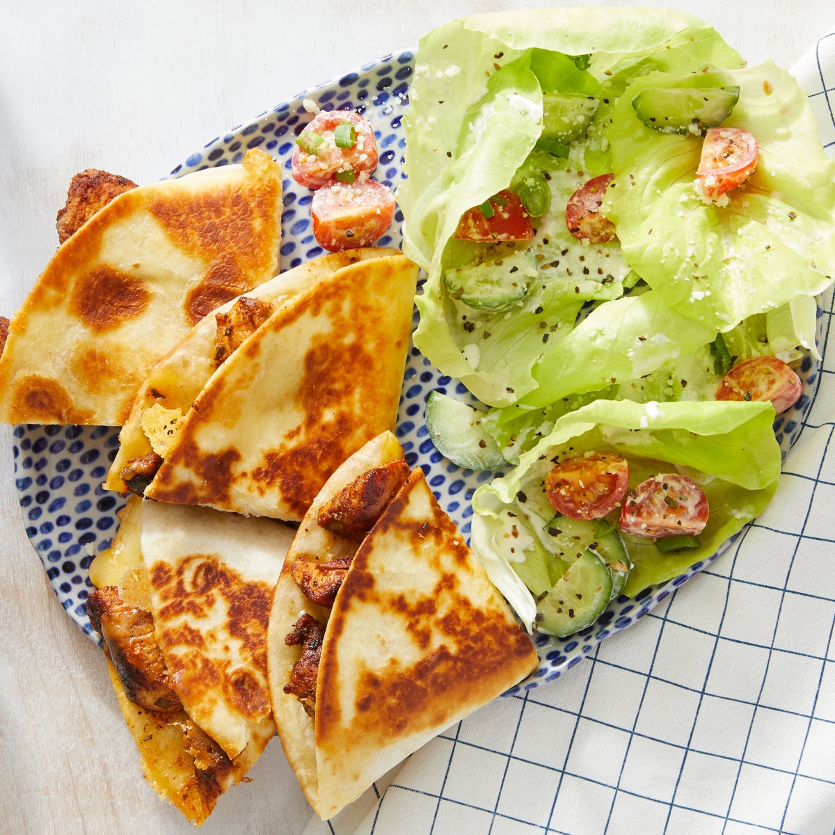 Recipe MexicanSpiced Chicken Quesadillas with Tomato & Butter Lettuce