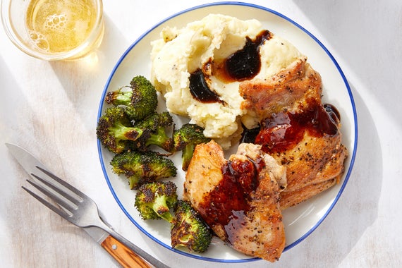 Balsamic-Glazed Chicken Thighs with Goat Cheese Mashed Potatoes & Broccoli-image