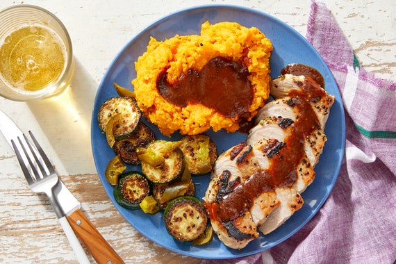 Seared  Pork Chops & BBQ Sauce with Mashed Sweet Potatoes-image