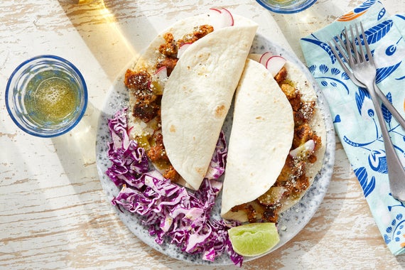 Tomatillo Pork Tacos with Cotija & Cabbage Slaw-image